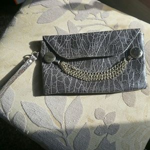 Small Blue/Grey Wristlet